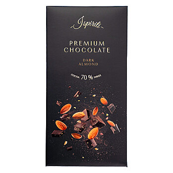 ISPIRITI Hořká čokoláda 70% s kousky mandlí 80 g (Čokolády) - Hořké