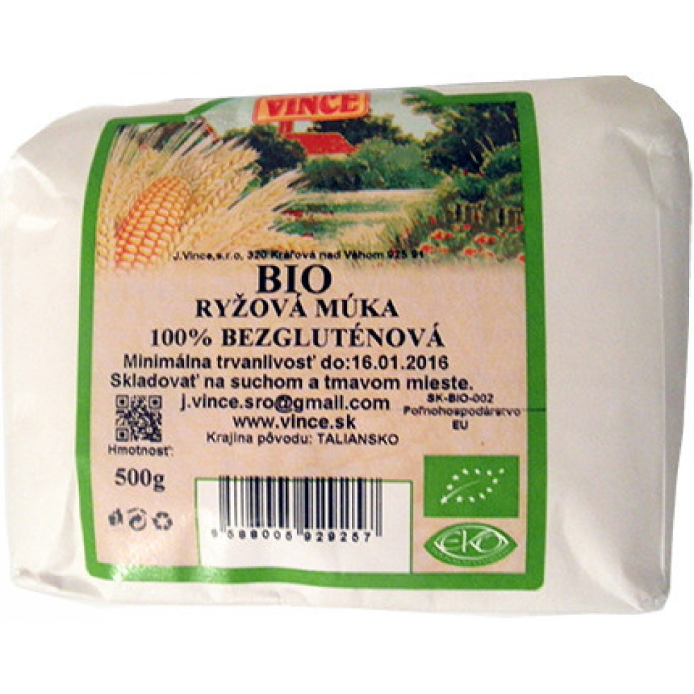Levně J.VINCE 100% Bezlepková rýžová mouka BIO 500 g