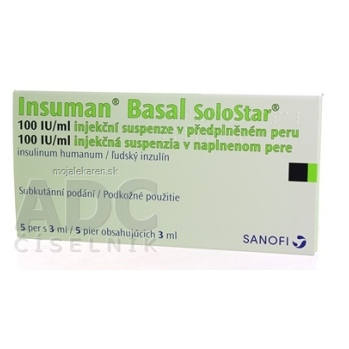 INSUMAN BASAL 100 IU/ML  5X3ML/300UT SOLOSTAR Injekční suspenze