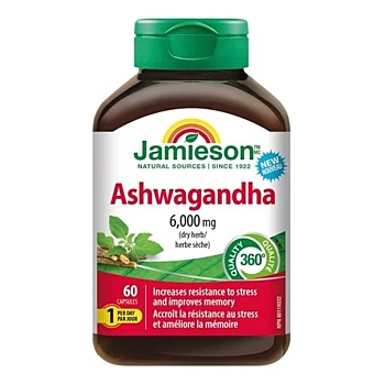 JAMIESON Ashwagandha 60 kapslí (Na spánek) - Jednosložkové
