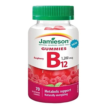 JAMIESON Vitamín B12 Gummies 1200 mcg 70 pastilek (Na energii, při únavě) - Jednosložkové