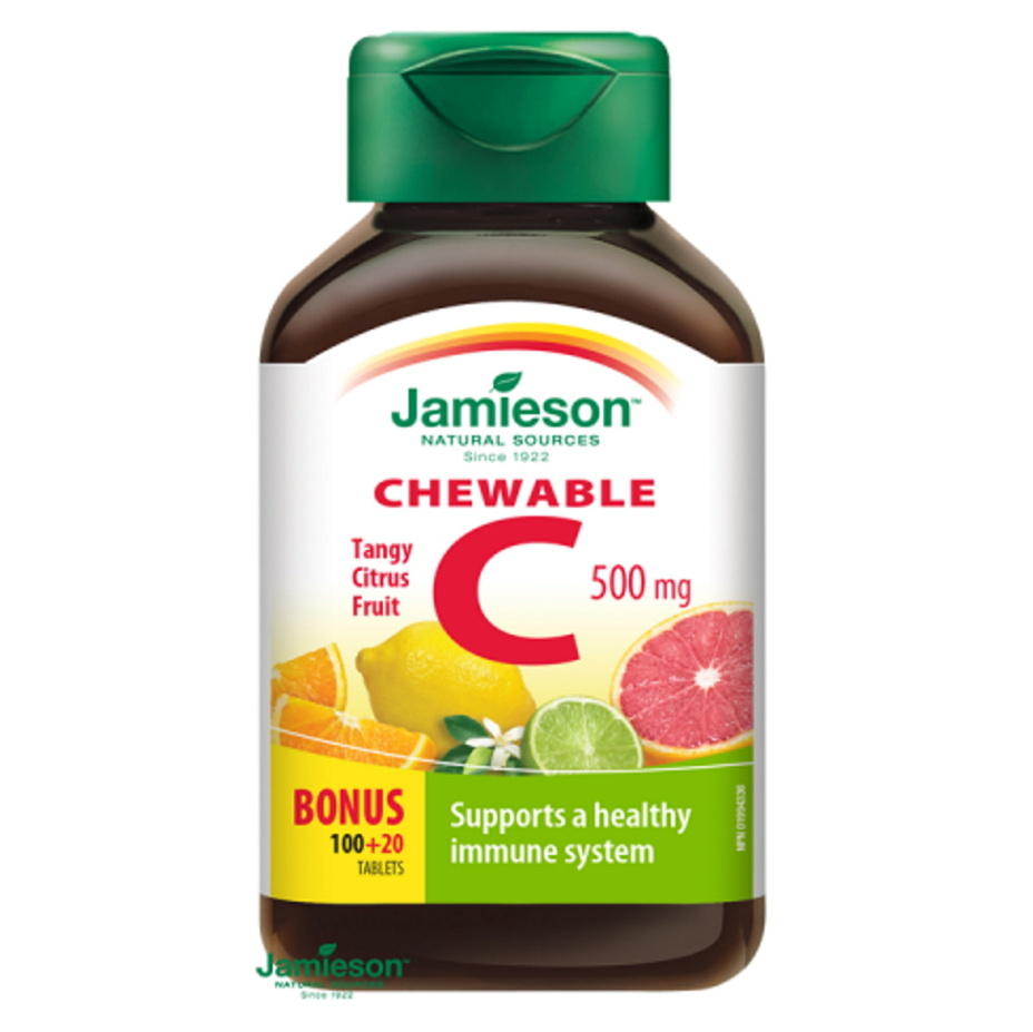 Levně JAMIESON Vitamín C 500 mg citrusové ovoce 120 žvýkacích tablet