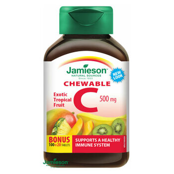 JAMIESON Vitamin C 500mg tropické ovoce 120 cucacích tablet