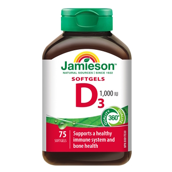 JAMIESON Vitamín D3 1000 IU 75 kapslí (Vitamín D) - Jednosložkové