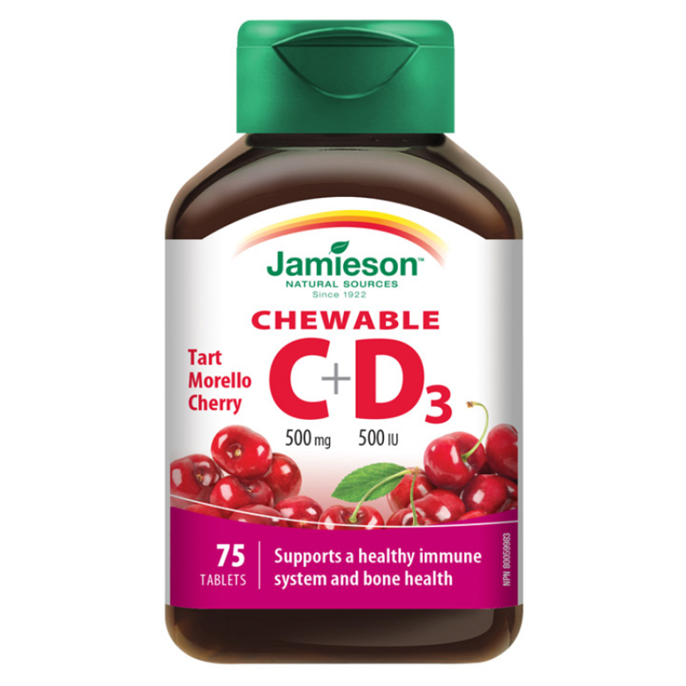 E-shop JAMIESON Vitamíny C+D3 třešeň 75 žvýkacích tablet