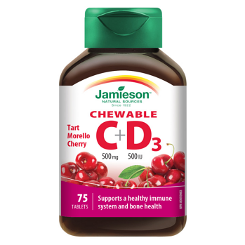 JAMIESON Vitamíny C+D3 třešeň 75 žvýkacích tablet