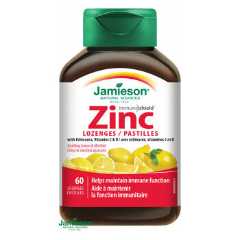 JAMIESON Zinek vitamin C+D3 příchuť citron a máta 60 pastilek