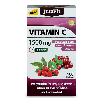JUTAVIT Vitamin C 1500 mg s vitaminem D3 400IU, zinkem, šípky a extraktem z aceroly 100 tablet