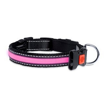KARLIE FLAMINGO LED nylonový obojek pro psy s USB nabíjením růžový  66 cm