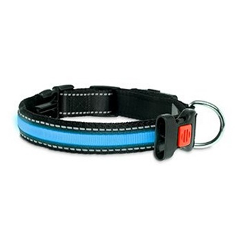 KARLIE FLAMINGO LED nylonový obojek pro psy s USB nabíjením modrý 66 cm
