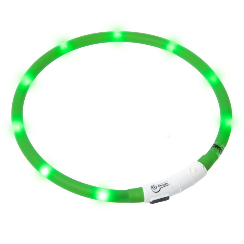 Levně KARLIE USB Visio Light svítící obojek pro psy zelený 20-70 cm