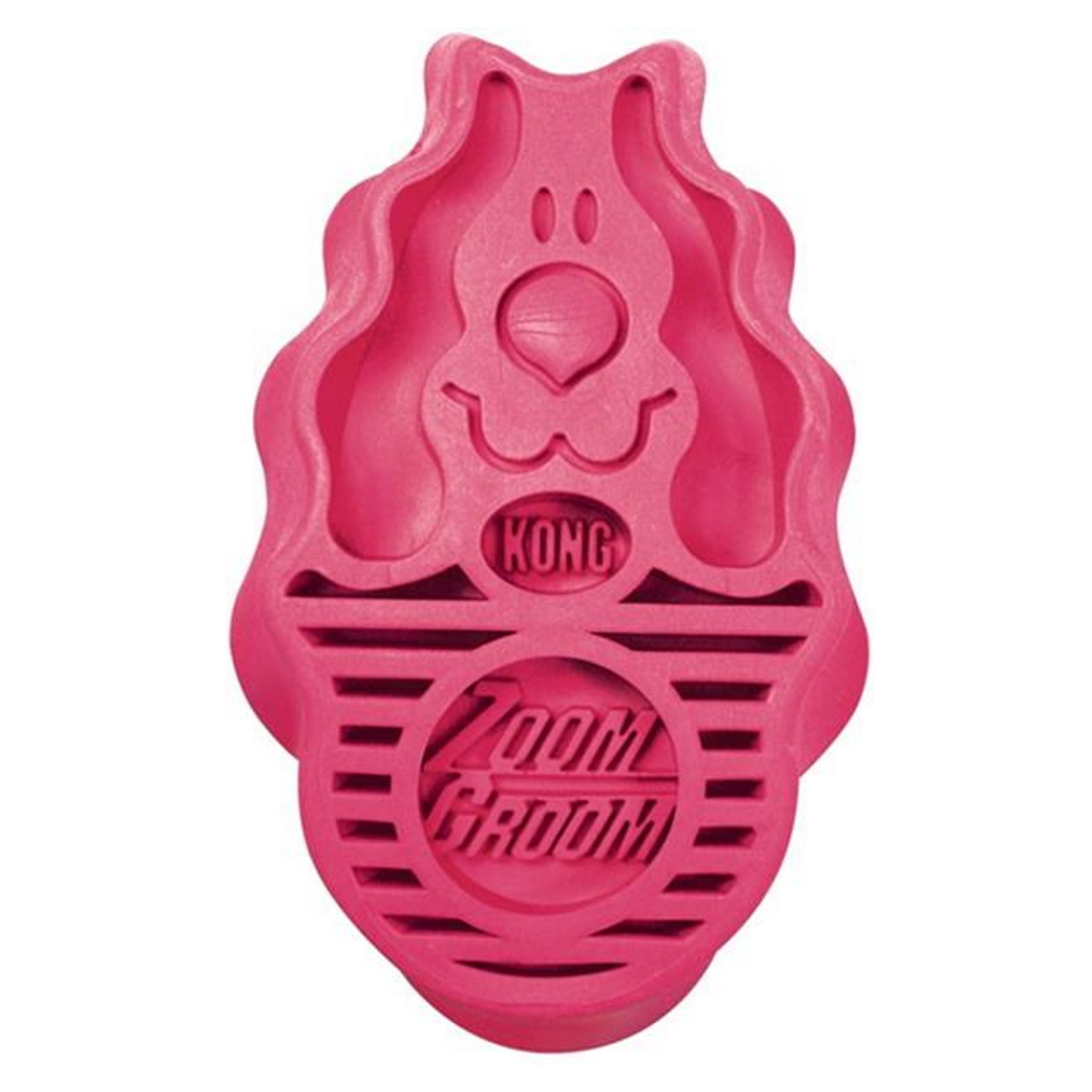 E-shop KONG Kartáč gumový ZoomGroom růžový L