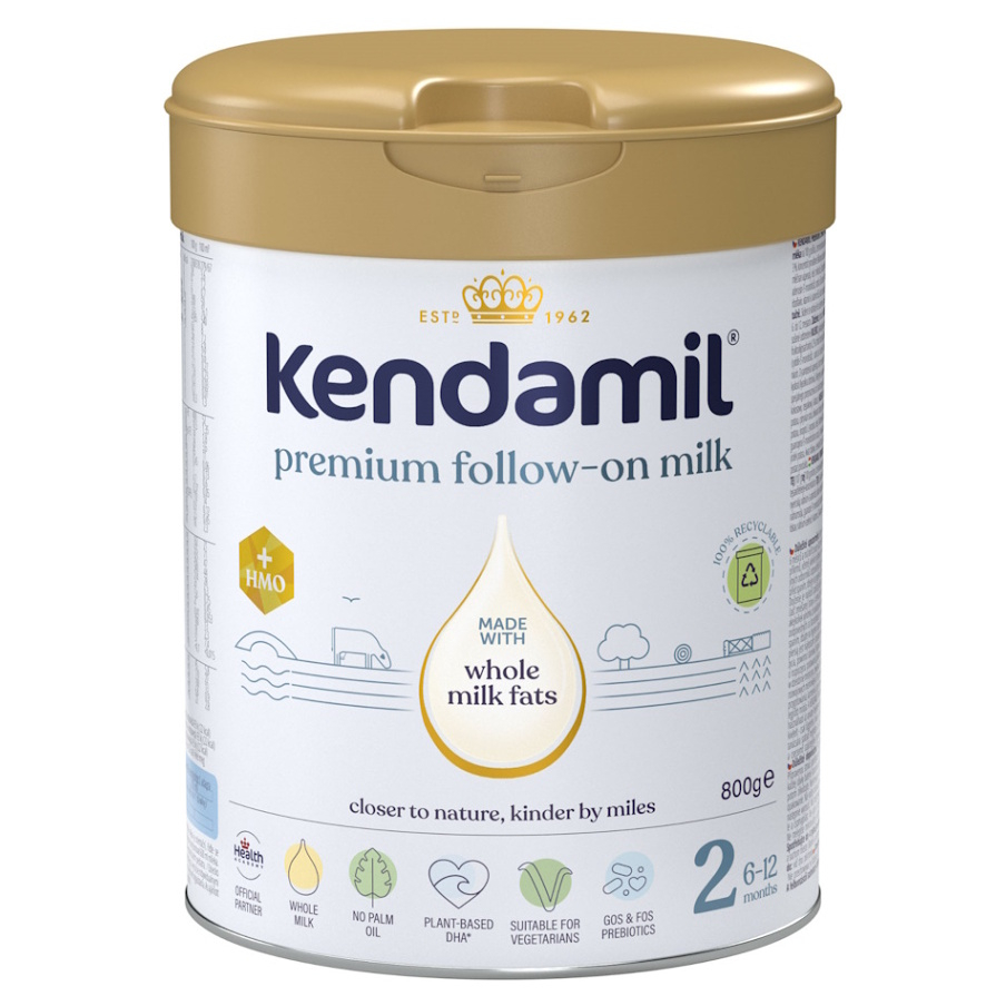 KENDAMIL Premium 2 HMO+ Pokračovací batolecí mléko od 6 do 12 měsíců 800 g, poškozený obal
