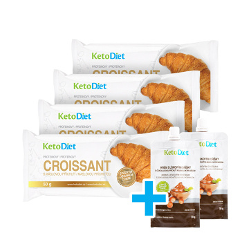 KETODIET Croissant s máslovou příchutí 4 ks a lískooříškový krém 2 ks ZDARMA (KetoDiet proteinové pochutiny)