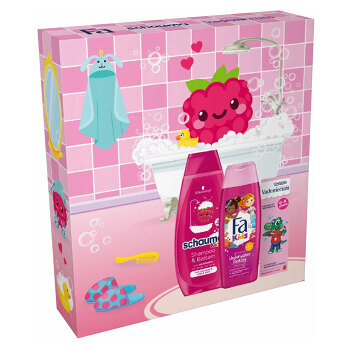FA & SCHAUMA & VADEMECUM Kids Girl Sprchový gel 250 ml + šampon 400 ml + zubní pasta 50 ml Dárkové balení