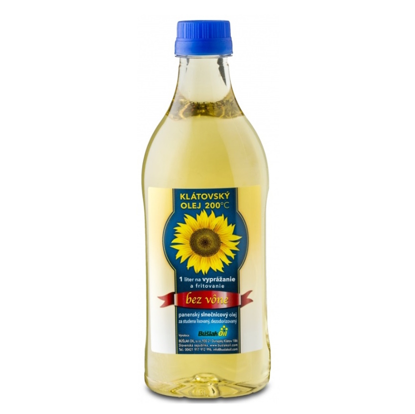 E-shop KLÁTOVSKÝ OLEJ 200°C Panenský slunečnicový olej bez vůně 1 litr