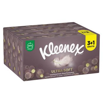 KLEENEX Papírové kapesníky 3-vrstvé Ultra Soft Box 4 x 64 kusů (Papírové kapesníčky) - Hygienické