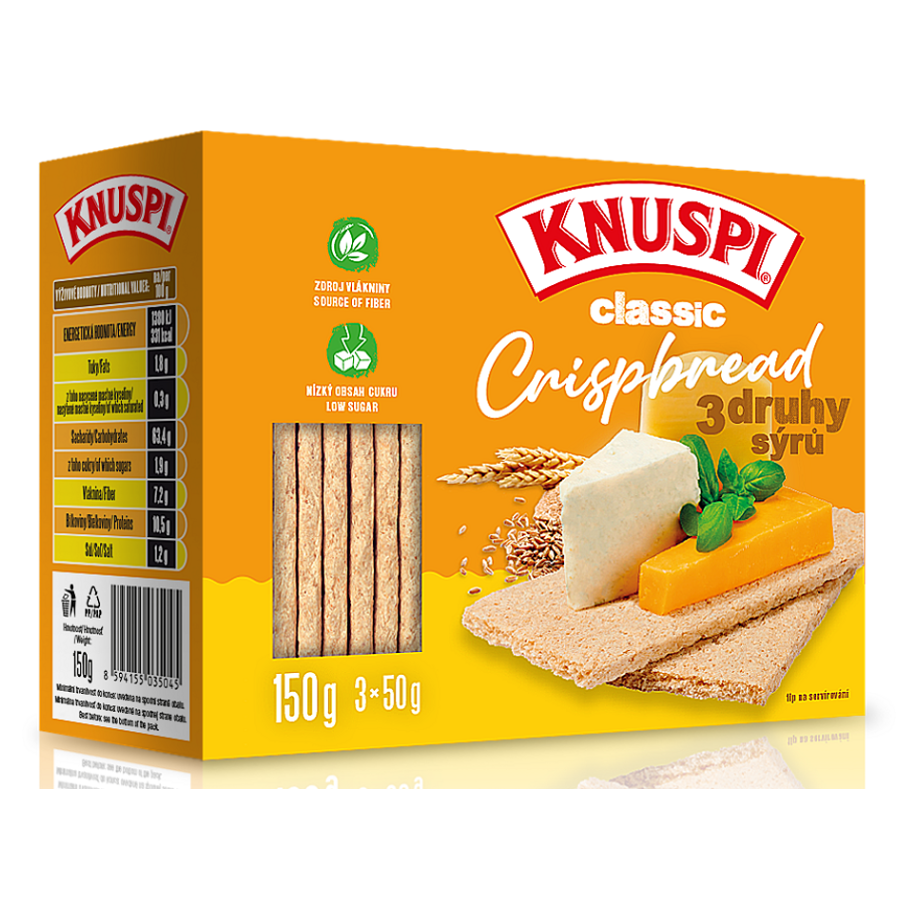 Levně KNUSPI Crispbread 3 druhy sýra 150 g