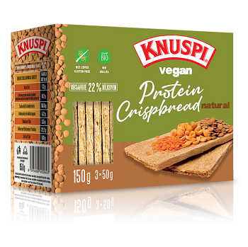 KNUSPI Vegan protein crispbread natural 150 g (Křehké chlebíčky a pufované výrobky) - Přírodní, Jednodruhové