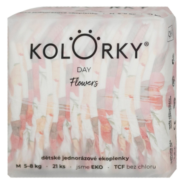 E-shop KOLORKY DAY Jednorázové EKO plenky květy M (5-8 kg) 21 kusů