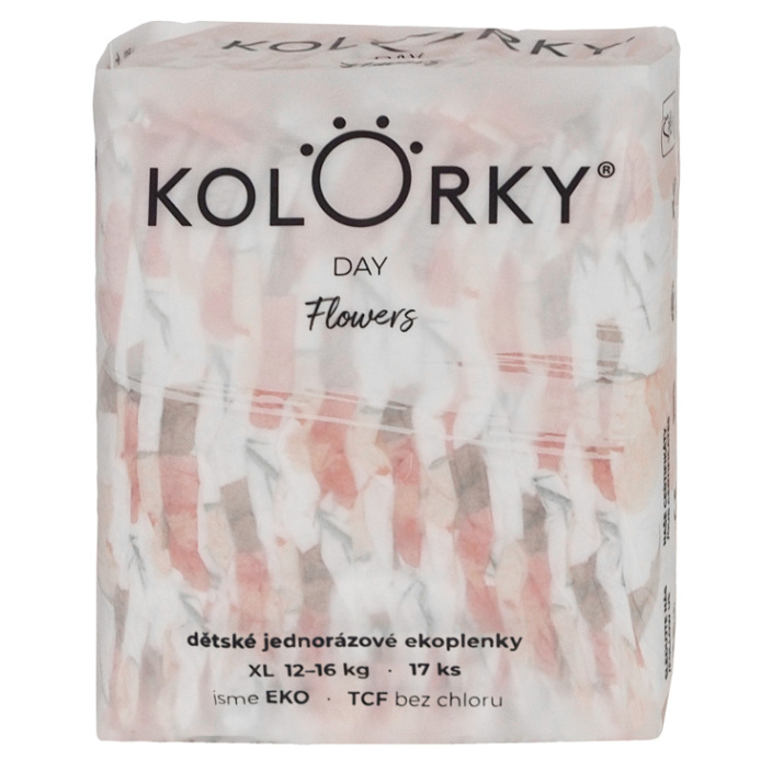 E-shop KOLORKY DAY Jednorázové EKO plenky květy XL (12-16 kg) 17 kusů