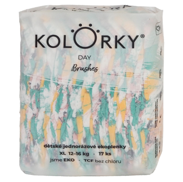 KOLORKY DAY Jednorázové EKO plenky štětce XL (12-16 kg) 17 kusů, poškozený obal