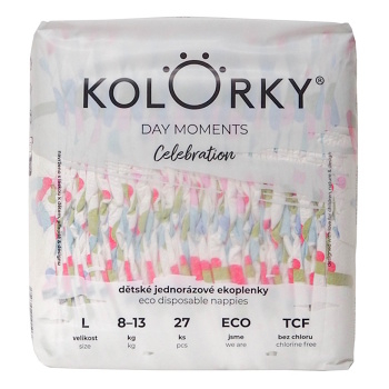 KOLORKY DAY Moments jednorázové EKO plenky L (8-13 kg) 27 kusů (Plenky 4 (7 - 18 kg)) - Ekologické