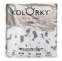 KOLORKY DELUXE VELVET jednorázové EKO plenky se sametovým povrchem puntíky XL (12-16 kg) 17 kusů