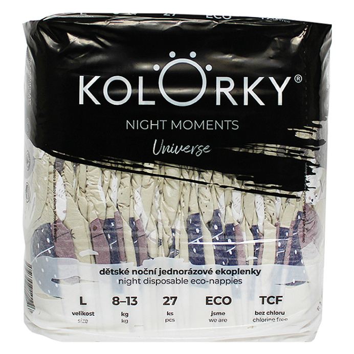 E-shop KOLORKY Night Moments noční jednorázové ekoplenky vesmír L (8-13 kg) 27 ks