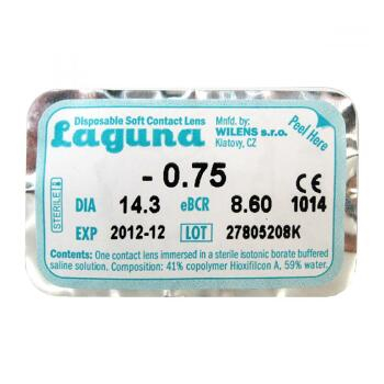 Kontaktní čočky měkké Laguna -0,75D/8,60 mm 1 ks zkušební