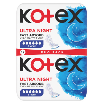 KOTEX Ultra Dámské hygienické vložky Night 12 kusů (Menstruační vložky) - Noční