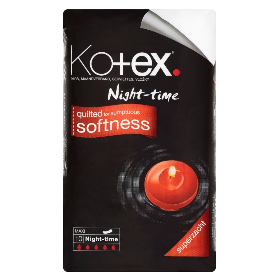 Levně KOTEX Slipové vložky Night time Maxi 10 kusů