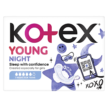 KOTEX YOUNG Night vložky 7 ks (Menstruační vložky) - Noční