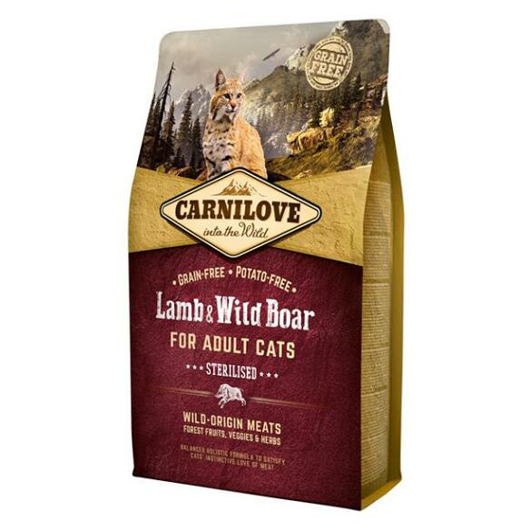 CARNILOVE Lamb & Wild Boar Grain Free granule pro kastrované kočky 1 ks, Hmotnost balení: 2 kg