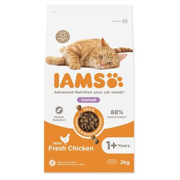 IAMS Cat Adult/Senior Hairball Chicken granule pro kočky, Hmotnost balení (g): 10 kg (Granule pro kočky)