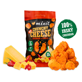 MIXIT Křupavý sýr do kapsy irský cheddar a chilli 20 g (Bezlepkové sušenky a pochutiny) - Slané
