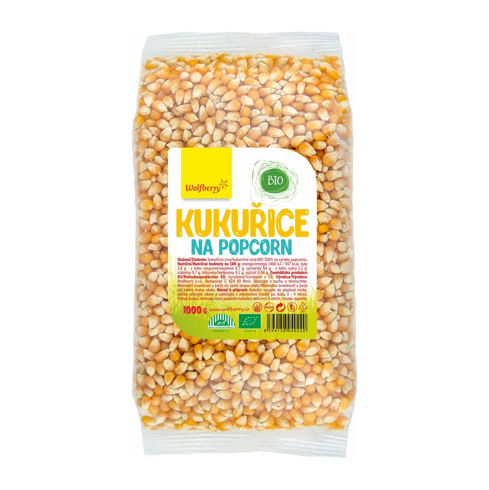 Levně WOLFBERRY Kukuřice na popcorn BIO 1000 g