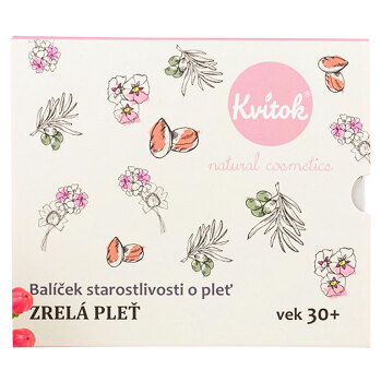KVITOK Starostlivost o zralou pleť 30+ Čistící olej 30ml+Květinová voda 30ml+Denní krém 15ml+Noční krém 15ml Dárkové balení (Přírodní pleťová kosmetika)