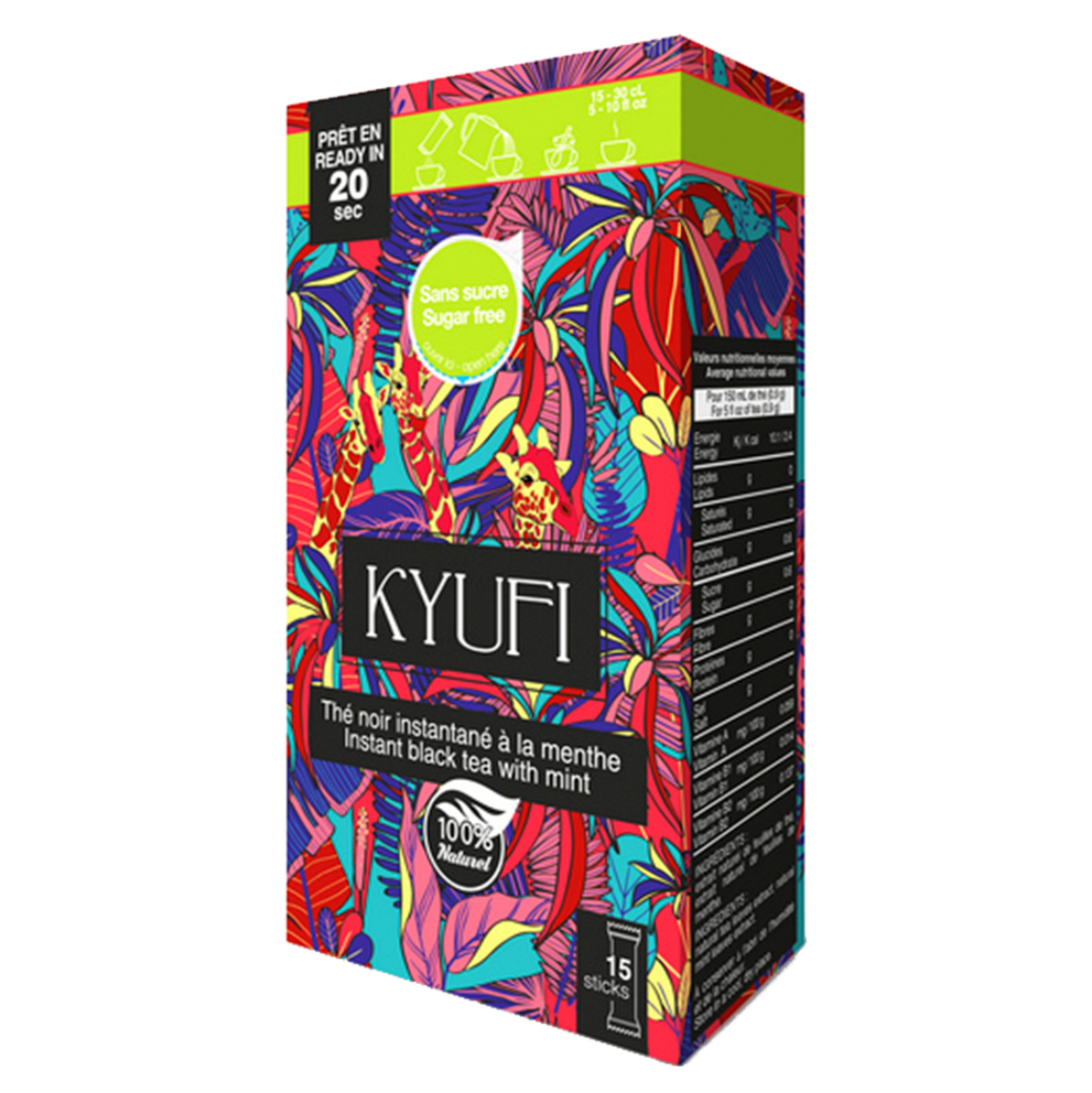 E-shop KYUFI Instant Black tea Mint instantní nápoj 15 x 0,9 g