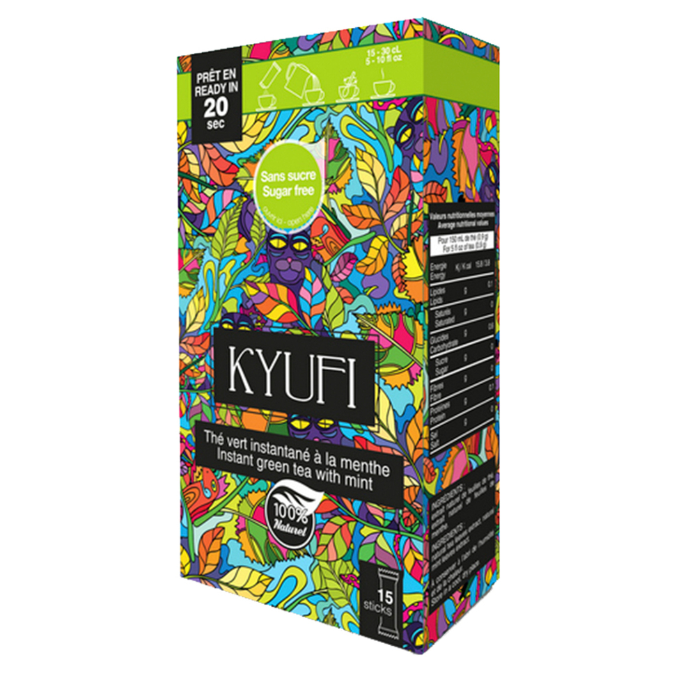 E-shop KYUFI Instant Green tea Mint instantní nápoj 15 x 0,9 g