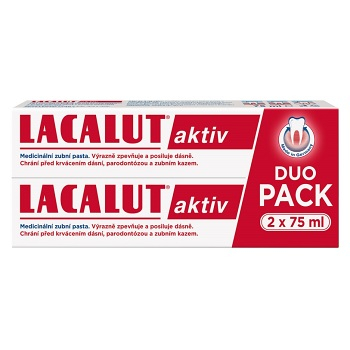 LACALUT Aktiv Zubní pasta duopack 2 x 75 ml, Forma výrobku: Pasta (Zubní pasty na citlivé zuby a dásně)