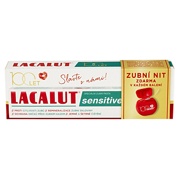 LACALUT Sensitive zubní pasta 75ml+dentální niť 100 let edice (Zubní pasty na citlivé zuby a dásně)