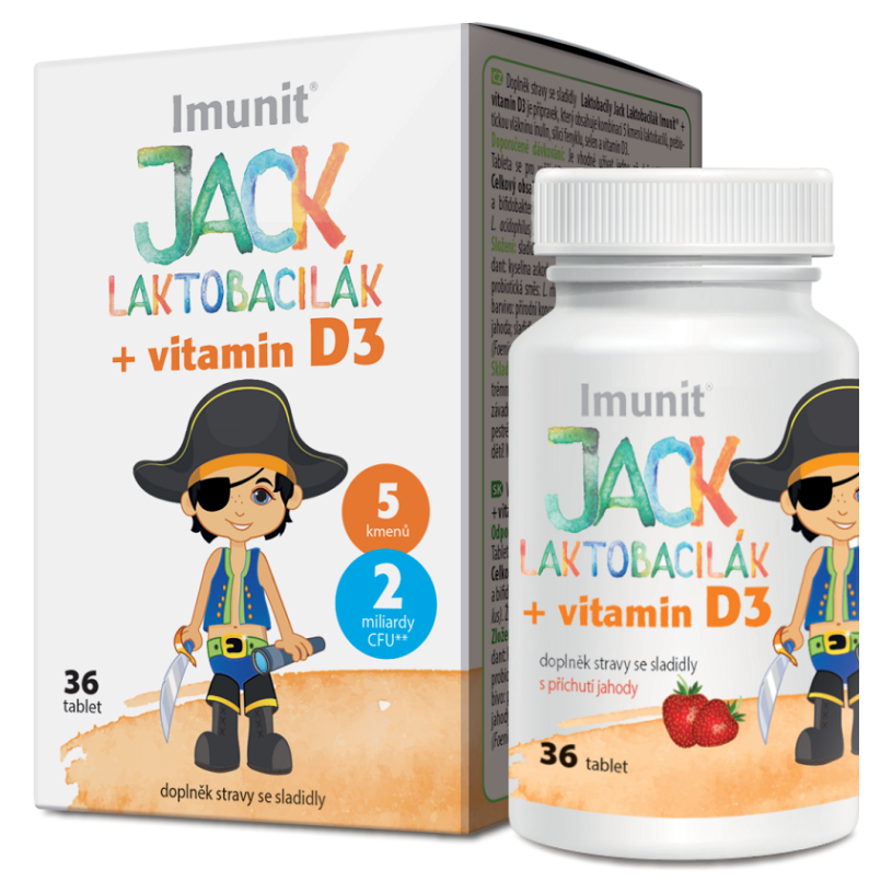 E-shop IMUNIT Laktobacily Jack Laktobacilák + vitamín D3 36 tablet