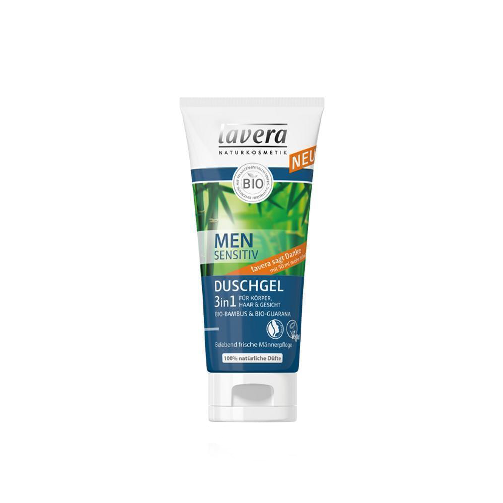 Obrázek LAVERA Men Sensitiv Vlasový&tělový šampon 3 v 1 Pro muže 200 ml