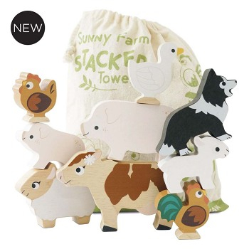 LE TOY VAN Skládací věž farma (Vkládačky, spojovačky a puzzle) - Ostatní, Zvířecí, Balanční, Skládací