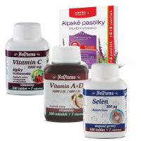 LÉKÁRNA.CZ Balíček imunita Vitamín C, A+D 214 tobolek, Selen 107 tablet a Alpské pastilky 20 kusů LÉKÁRNA.CZ Balíček imunita Vitamín C, A+D 214 tobolek, Selen 107 tablet a Alpské pastilky 20 kusů