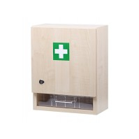STOPAŘ Nástěnná lékárnička velká dřevěná s náplní do 30 osob ZM30