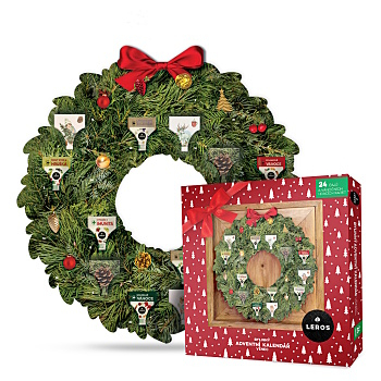 LEROS Bylinný adventní kalendář věnec 24 sáčků (Čajové sady)