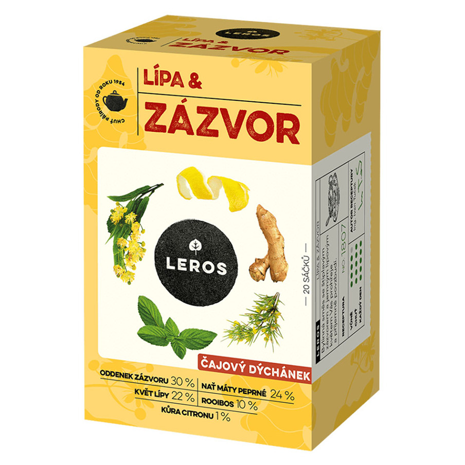 LEROS Čajový dýchánek lípa a zázvor 20 sáčků