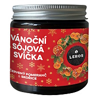 LEROS Vánoční sójová svíčka červený pomeranč a skořice 120 ml